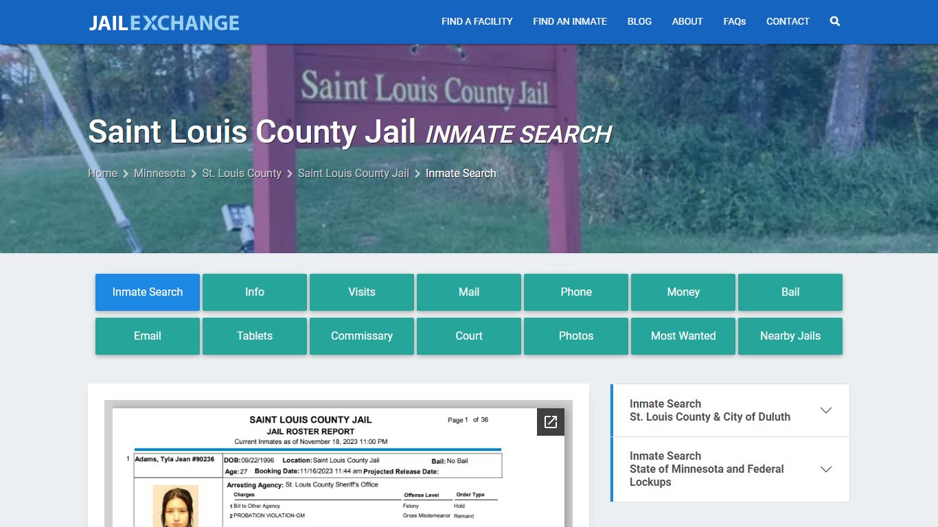 Inmate Search: Roster & Mugshots - Saint Louis County Jail, MN